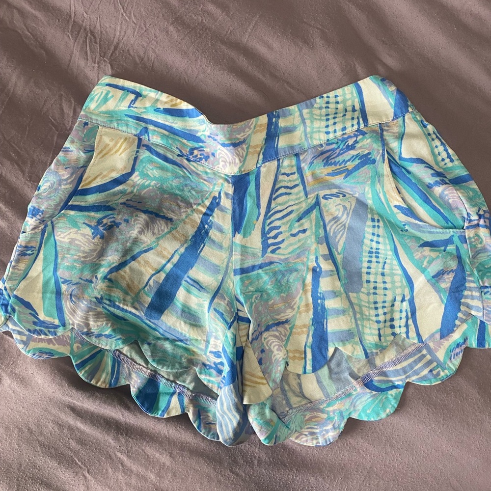 Lilly Pulitzer Blue and Green High Waist Shorts